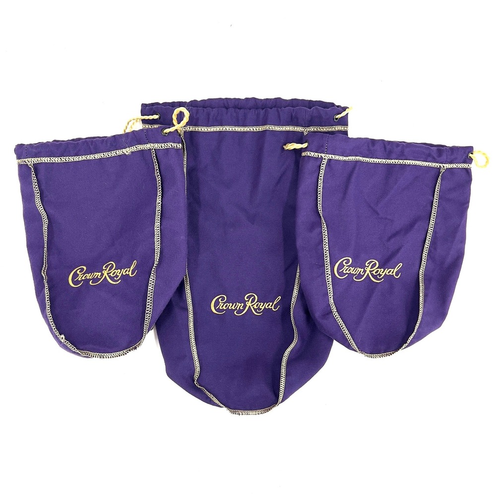 Crown Royal Purple Drawstring Pouches Set of 3 Various Sizes‎ Gaming Dice